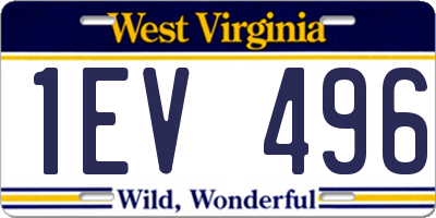 WV license plate 1EV496