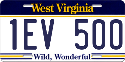 WV license plate 1EV500