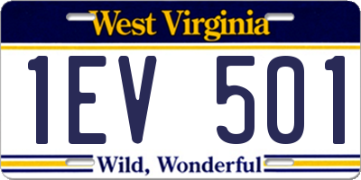 WV license plate 1EV501