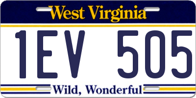WV license plate 1EV505