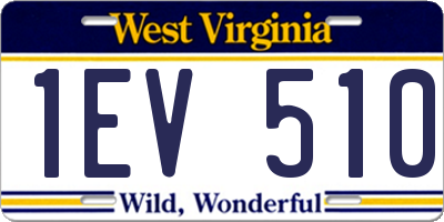 WV license plate 1EV510