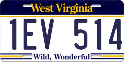 WV license plate 1EV514