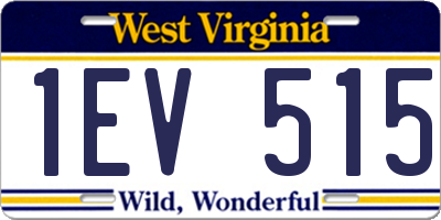 WV license plate 1EV515