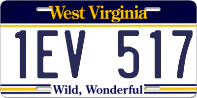 WV license plate 1EV517