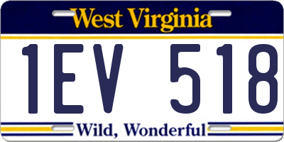 WV license plate 1EV518