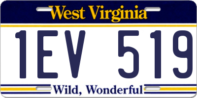 WV license plate 1EV519