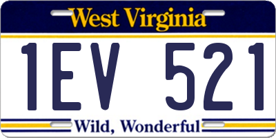 WV license plate 1EV521