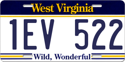 WV license plate 1EV522