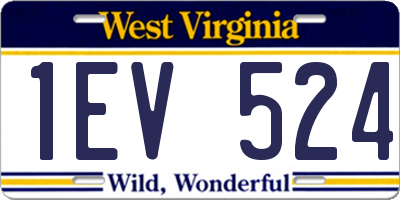 WV license plate 1EV524