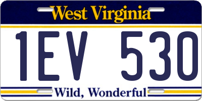 WV license plate 1EV530