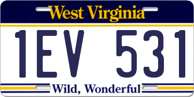 WV license plate 1EV531