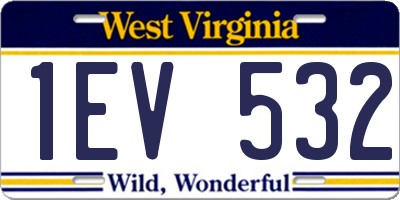 WV license plate 1EV532