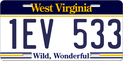 WV license plate 1EV533