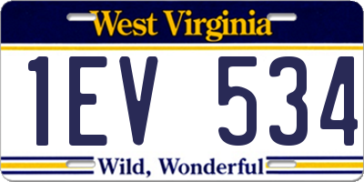 WV license plate 1EV534