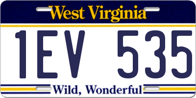 WV license plate 1EV535