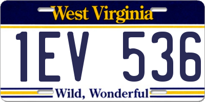 WV license plate 1EV536