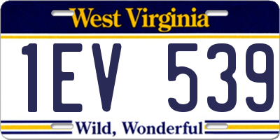 WV license plate 1EV539