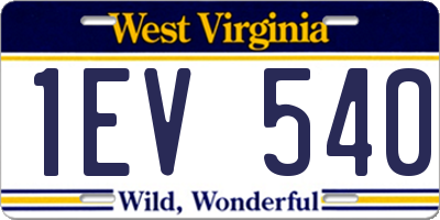 WV license plate 1EV540
