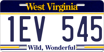 WV license plate 1EV545