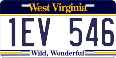 WV license plate 1EV546