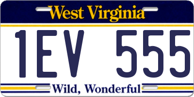 WV license plate 1EV555
