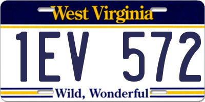 WV license plate 1EV572