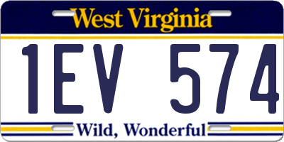 WV license plate 1EV574