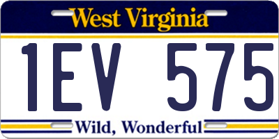 WV license plate 1EV575