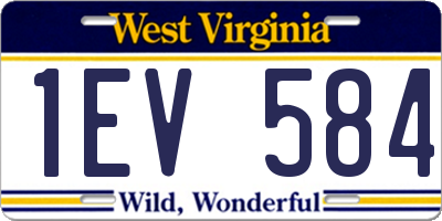 WV license plate 1EV584