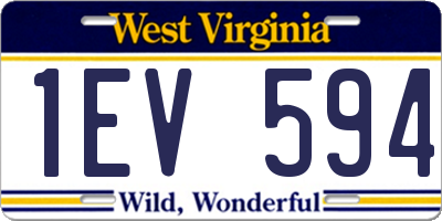 WV license plate 1EV594