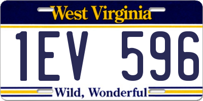 WV license plate 1EV596