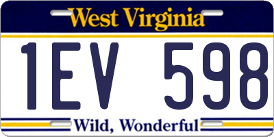 WV license plate 1EV598