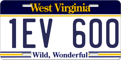 WV license plate 1EV600