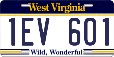 WV license plate 1EV601