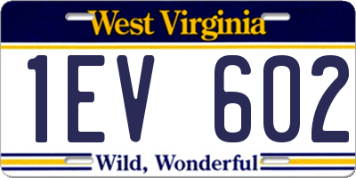 WV license plate 1EV602