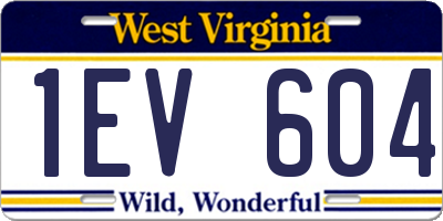 WV license plate 1EV604
