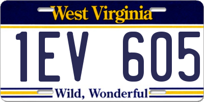WV license plate 1EV605