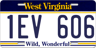 WV license plate 1EV606