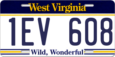 WV license plate 1EV608