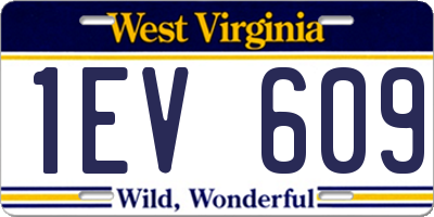 WV license plate 1EV609