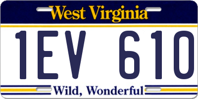 WV license plate 1EV610