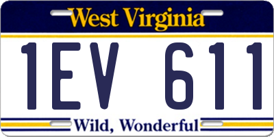 WV license plate 1EV611