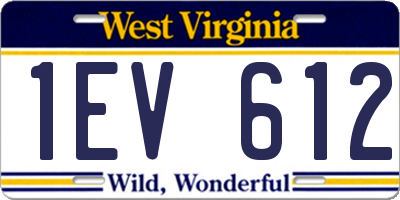 WV license plate 1EV612