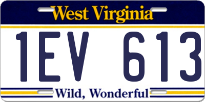 WV license plate 1EV613