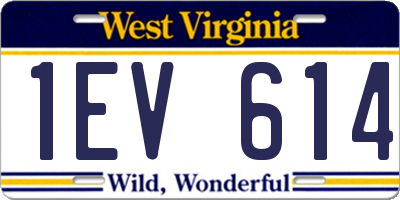 WV license plate 1EV614