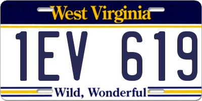 WV license plate 1EV619