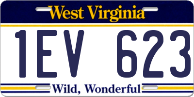 WV license plate 1EV623