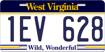 WV license plate 1EV628