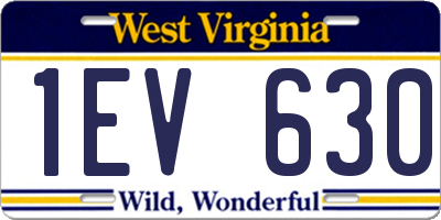 WV license plate 1EV630