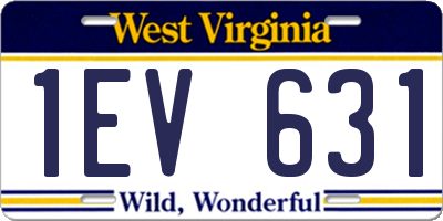 WV license plate 1EV631